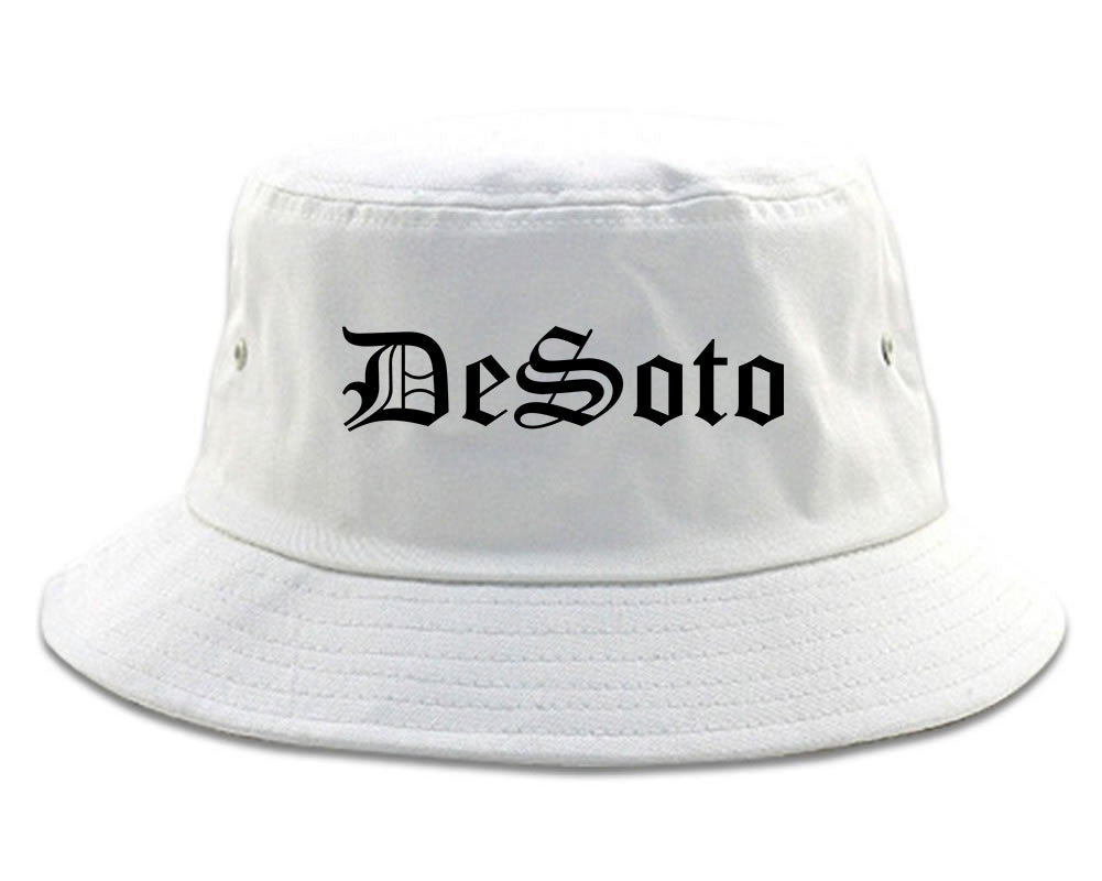DeSoto Texas TX Old English Mens Bucket Hat White
