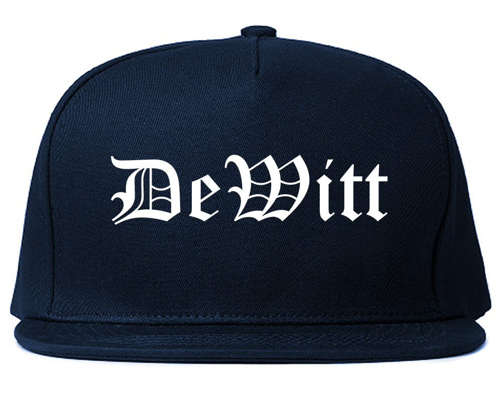 DeWitt Michigan MI Old English Mens Snapback Hat Navy Blue