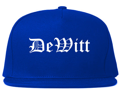 DeWitt Michigan MI Old English Mens Snapback Hat Royal Blue