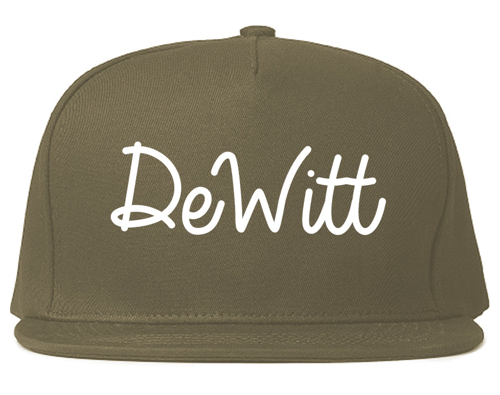 DeWitt Michigan MI Script Mens Snapback Hat Grey