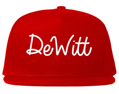 DeWitt Michigan MI Script Mens Snapback Hat Red