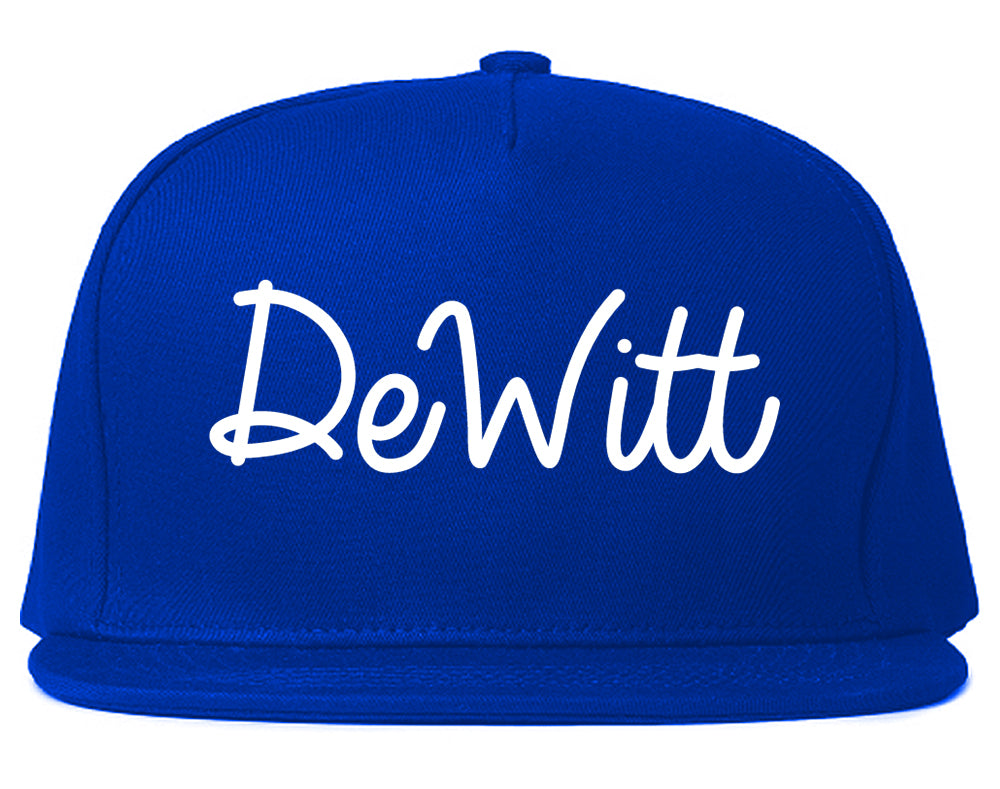 DeWitt Michigan MI Script Mens Snapback Hat Royal Blue