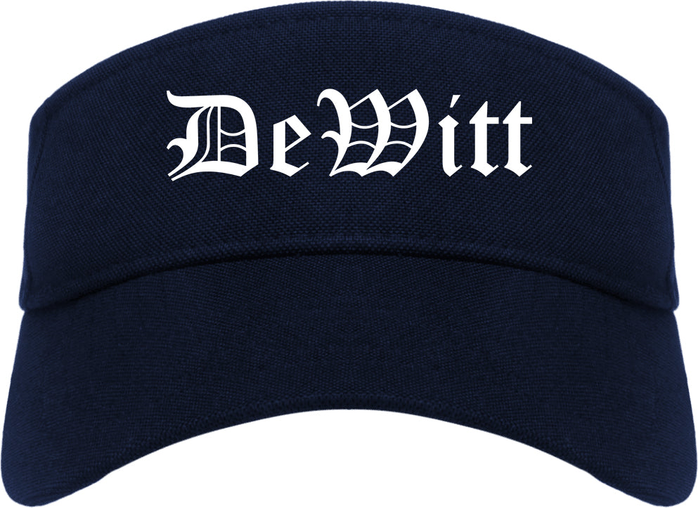 DeWitt Michigan MI Old English Mens Visor Cap Hat Navy Blue