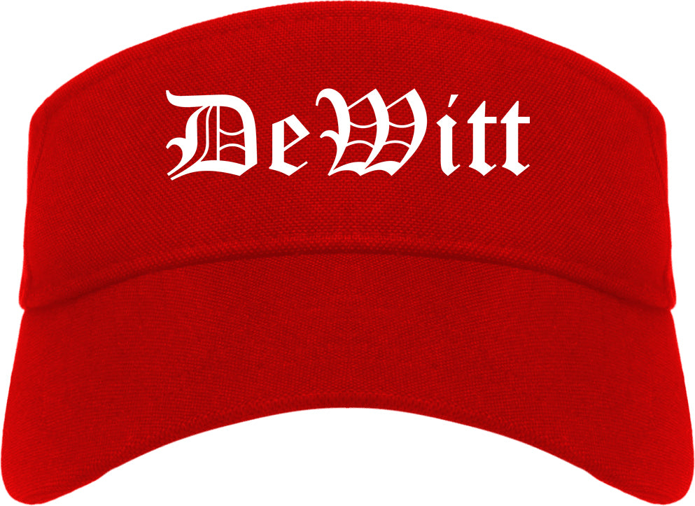 DeWitt Michigan MI Old English Mens Visor Cap Hat Red