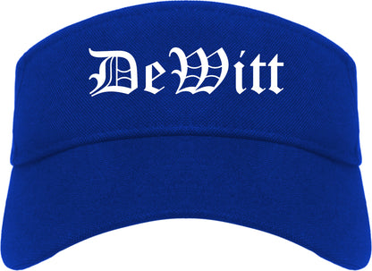 DeWitt Michigan MI Old English Mens Visor Cap Hat Royal Blue