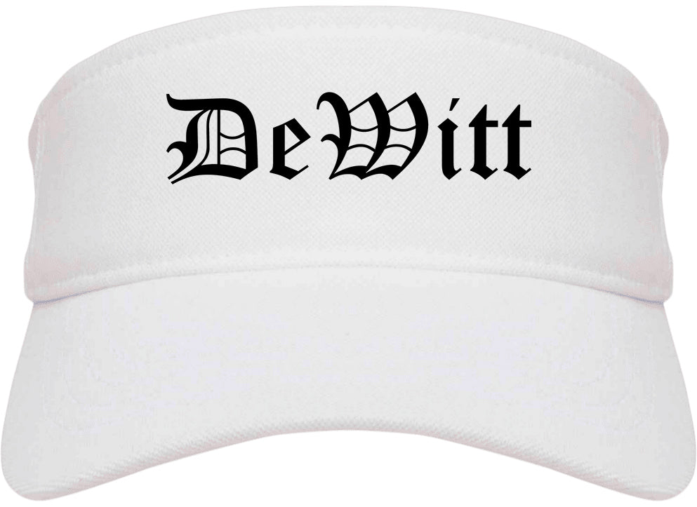DeWitt Michigan MI Old English Mens Visor Cap Hat White