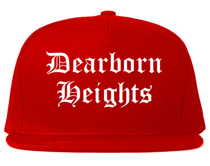 Dearborn Heights Michigan MI Old English Mens Snapback Hat Red