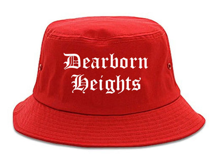 Dearborn Heights Michigan MI Old English Mens Bucket Hat Red