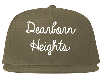 Dearborn Heights Michigan MI Script Mens Snapback Hat Grey