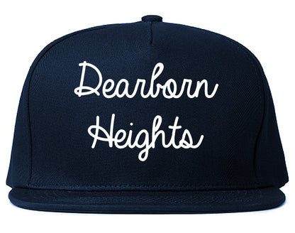 Dearborn Heights Michigan MI Script Mens Snapback Hat Navy Blue
