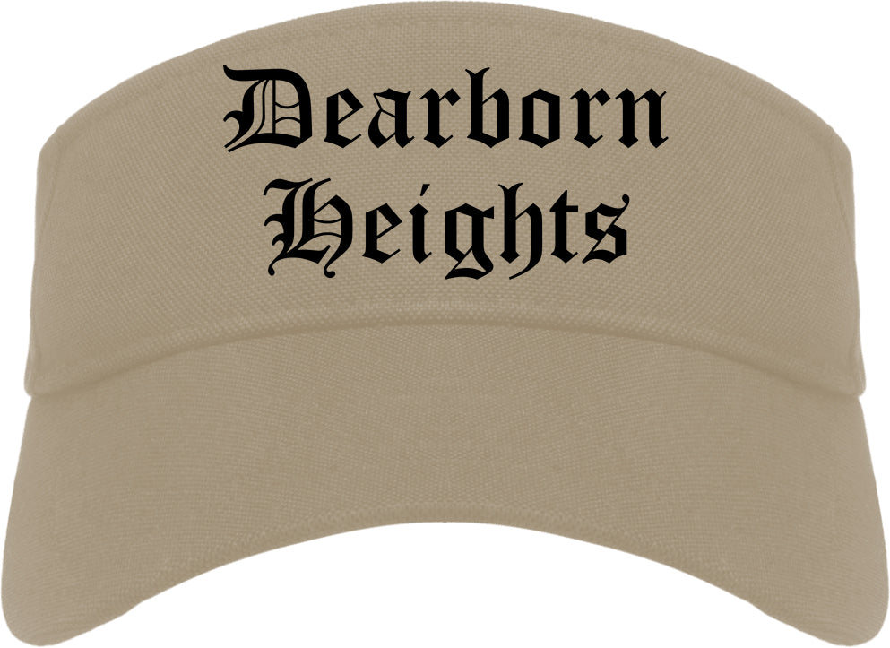 Dearborn Heights Michigan MI Old English Mens Visor Cap Hat Khaki