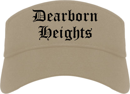 Dearborn Heights Michigan MI Old English Mens Visor Cap Hat Khaki