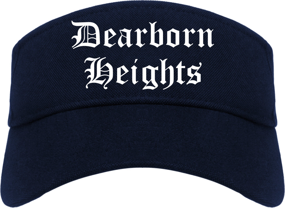 Dearborn Heights Michigan MI Old English Mens Visor Cap Hat Navy Blue