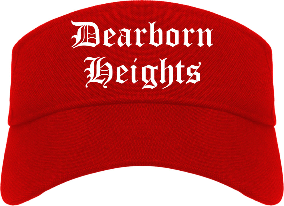 Dearborn Heights Michigan MI Old English Mens Visor Cap Hat Red