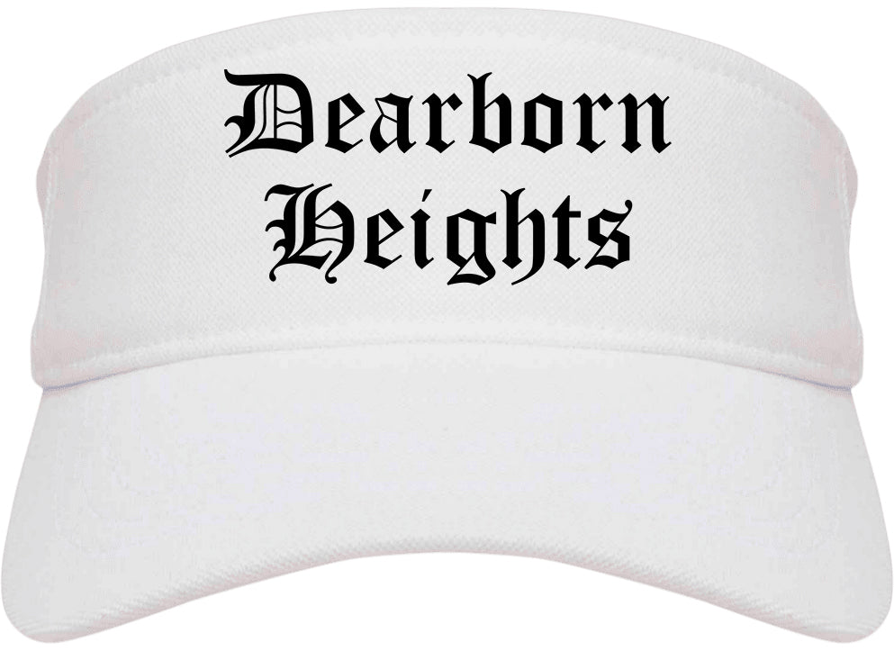 Dearborn Heights Michigan MI Old English Mens Visor Cap Hat White