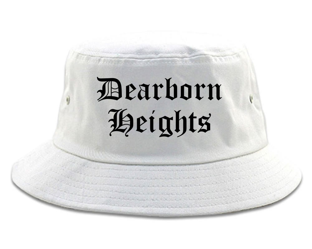 Dearborn Heights Michigan MI Old English Mens Bucket Hat White