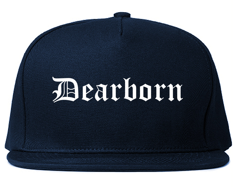 Dearborn Michigan MI Old English Mens Snapback Hat Navy Blue