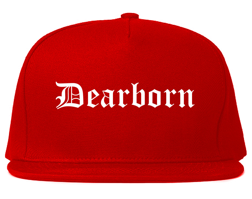 Dearborn Michigan MI Old English Mens Snapback Hat Red
