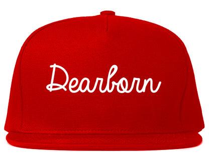 Dearborn Michigan MI Script Mens Snapback Hat Red