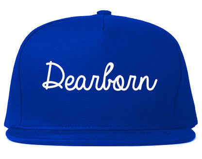 Dearborn Michigan MI Script Mens Snapback Hat Royal Blue