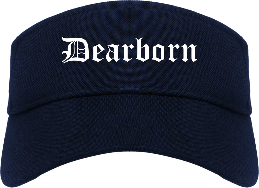 Dearborn Michigan MI Old English Mens Visor Cap Hat Navy Blue