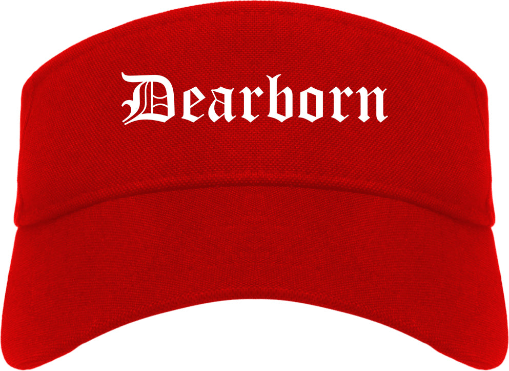Dearborn Michigan MI Old English Mens Visor Cap Hat Red