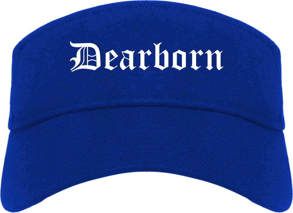 Dearborn Michigan MI Old English Mens Visor Cap Hat Royal Blue