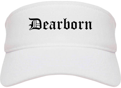 Dearborn Michigan MI Old English Mens Visor Cap Hat White