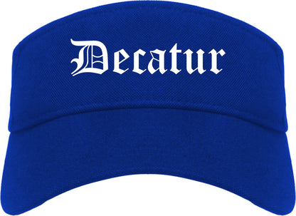 Decatur Alabama AL Old English Mens Visor Cap Hat Royal Blue