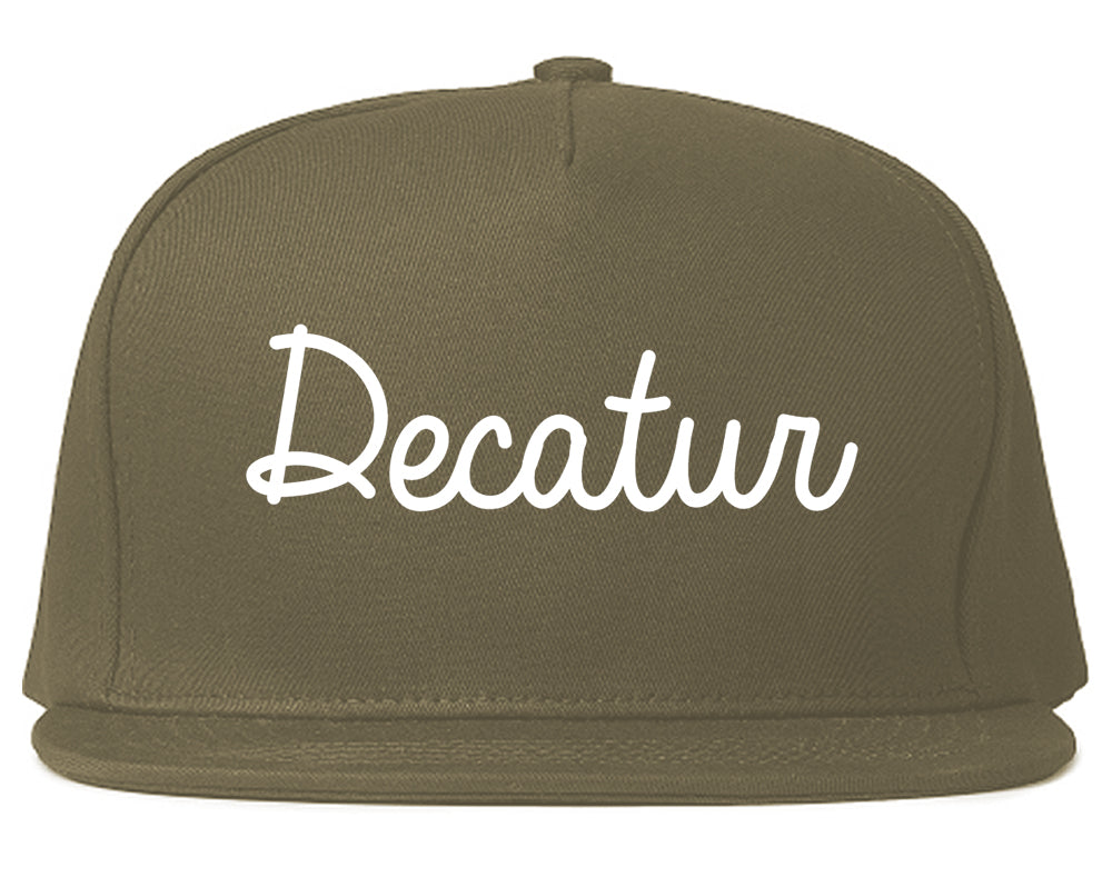 Decatur Georgia GA Script Mens Snapback Hat Grey