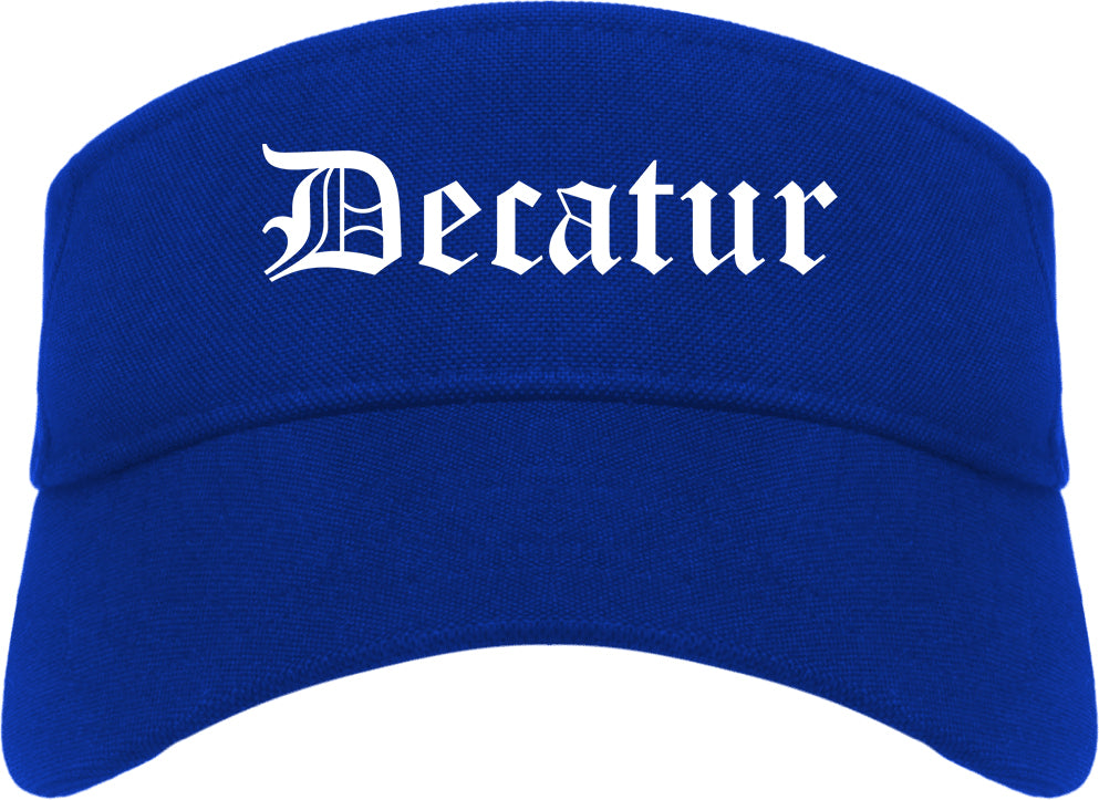 Decatur Georgia GA Old English Mens Visor Cap Hat Royal Blue
