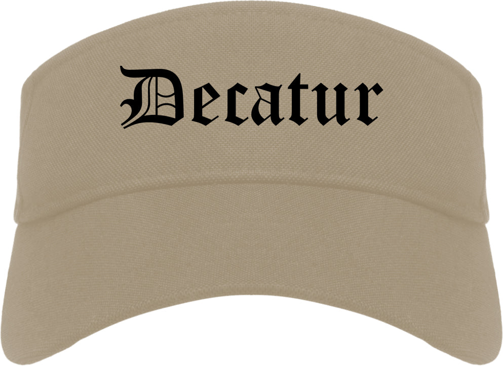 Decatur Illinois IL Old English Mens Visor Cap Hat Khaki