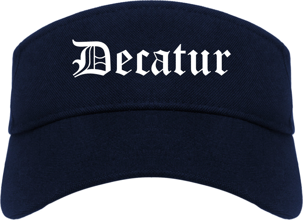 Decatur Illinois IL Old English Mens Visor Cap Hat Navy Blue