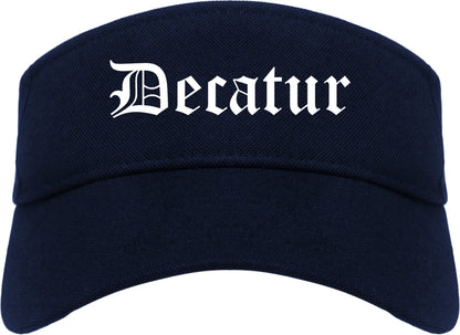 Decatur Illinois IL Old English Mens Visor Cap Hat Navy Blue