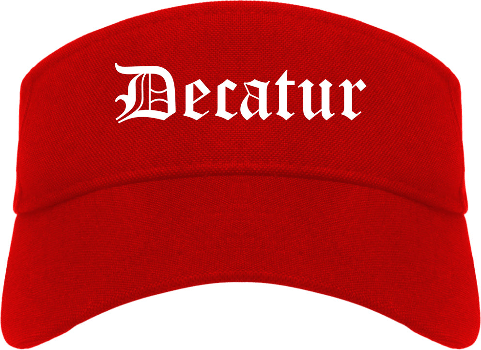 Decatur Illinois IL Old English Mens Visor Cap Hat Red