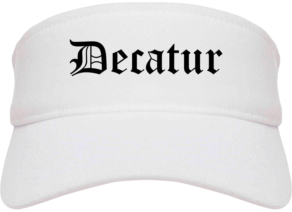 Decatur Illinois IL Old English Mens Visor Cap Hat White