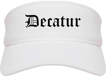 Decatur Illinois IL Old English Mens Visor Cap Hat White