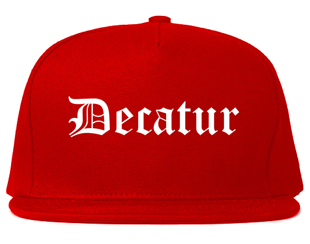 Decatur Indiana IN Old English Mens Snapback Hat Red