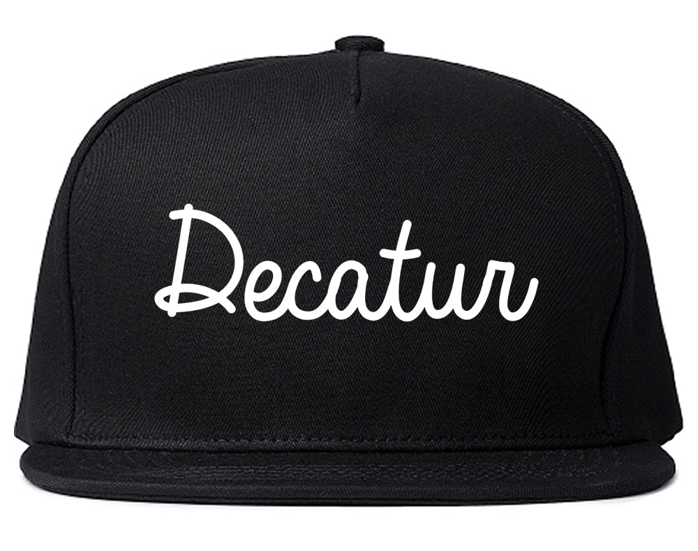 Decatur Indiana IN Script Mens Snapback Hat Black