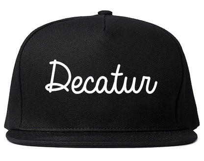 Decatur Indiana IN Script Mens Snapback Hat Black