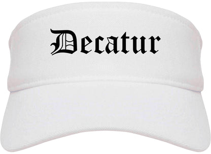 Decatur Indiana IN Old English Mens Visor Cap Hat White