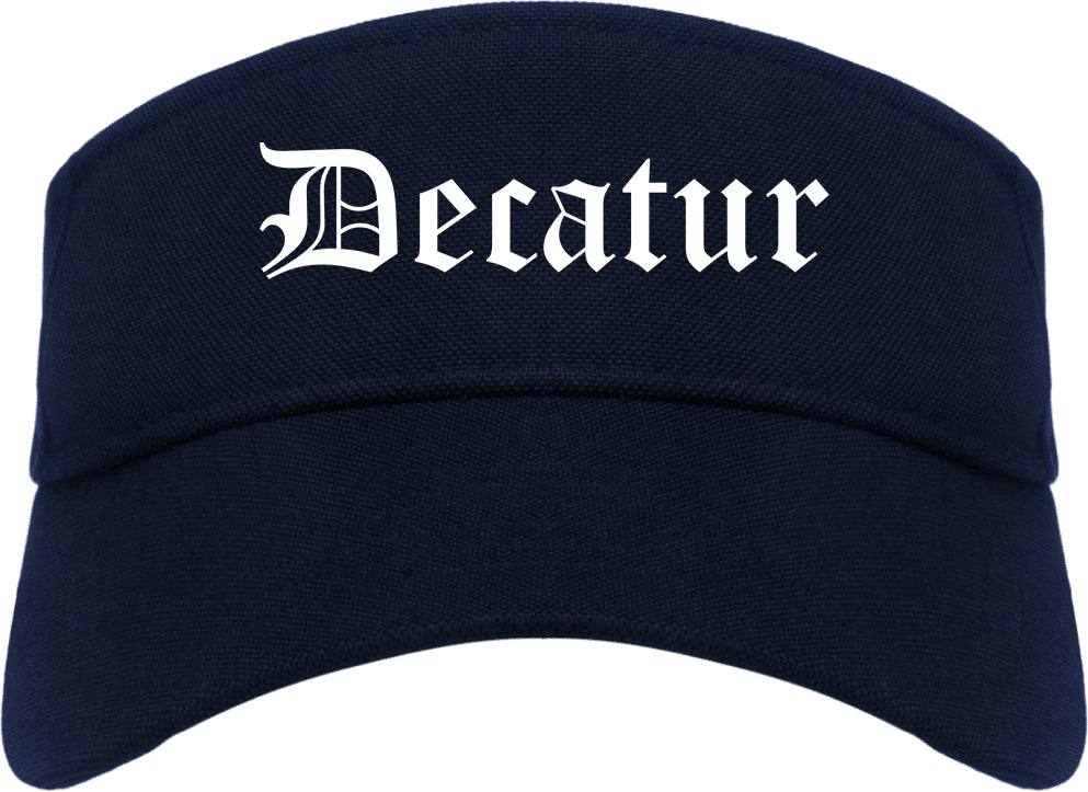 Decatur Texas TX Old English Mens Visor Cap Hat Navy Blue