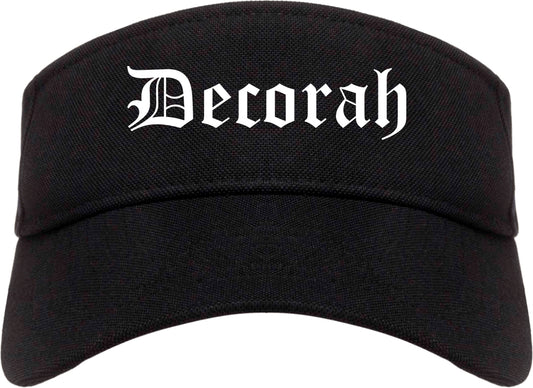 Decorah Iowa IA Old English Mens Visor Cap Hat Black