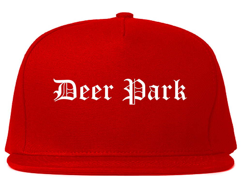 Deer Park Ohio OH Old English Mens Snapback Hat Red