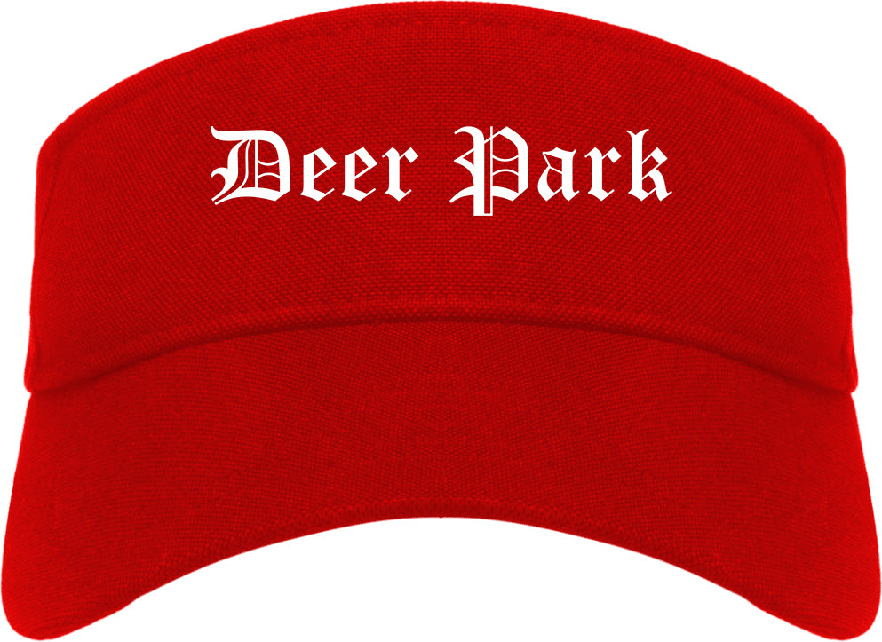 Deer Park Ohio OH Old English Mens Visor Cap Hat Red