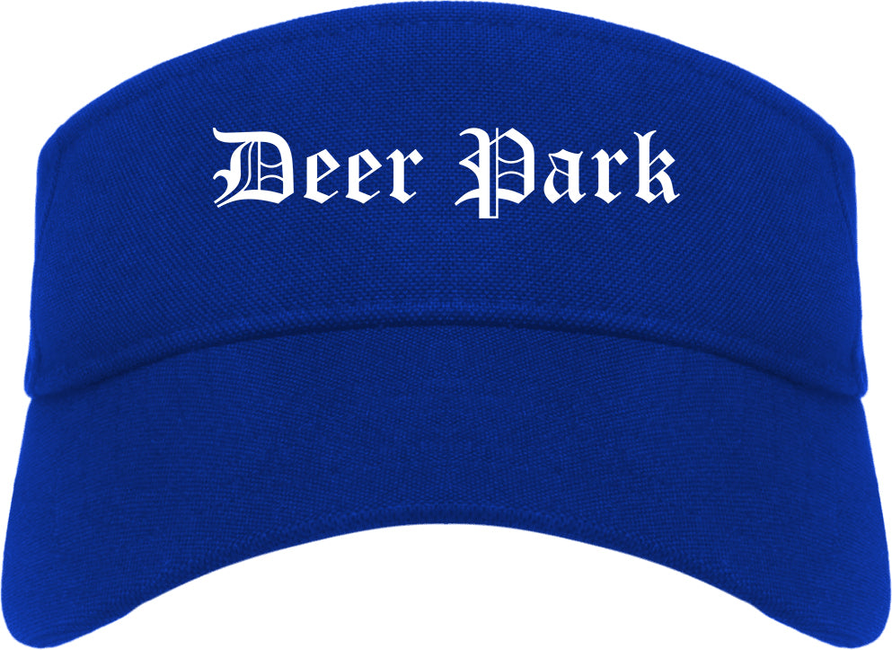 Deer Park Ohio OH Old English Mens Visor Cap Hat Royal Blue