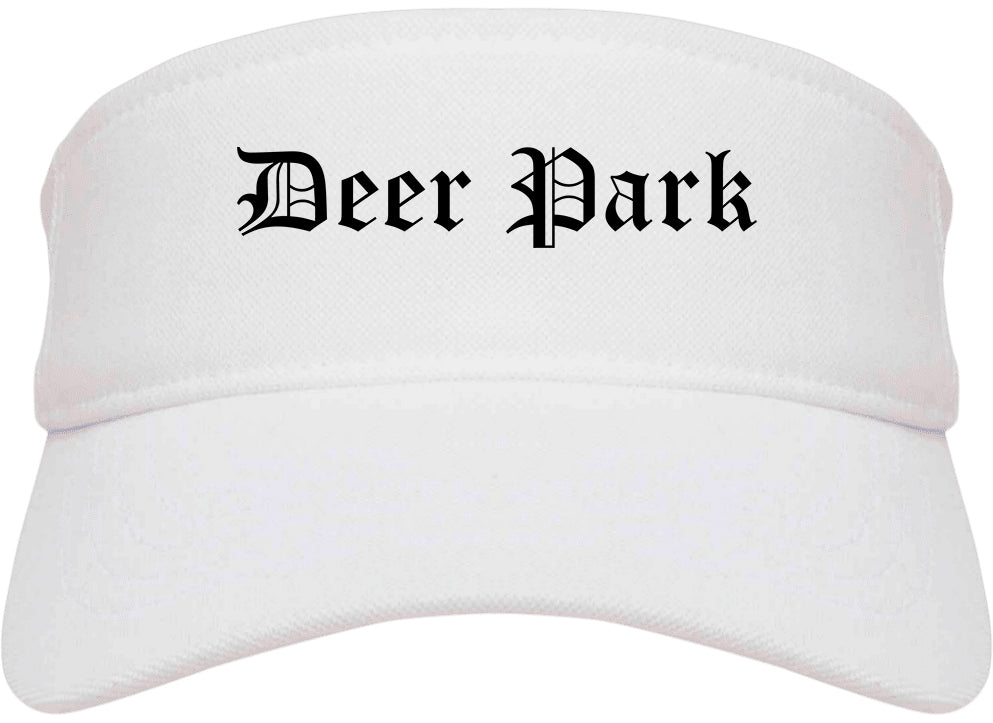 Deer Park Ohio OH Old English Mens Visor Cap Hat White