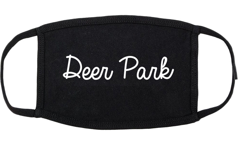 Deer Park Texas TX Script Cotton Face Mask Black