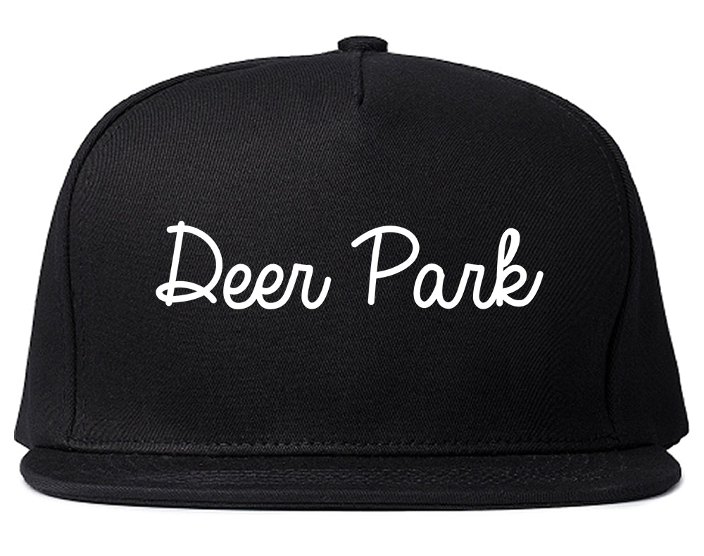 Deer Park Texas TX Script Mens Snapback Hat Black