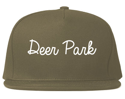 Deer Park Texas TX Script Mens Snapback Hat Grey